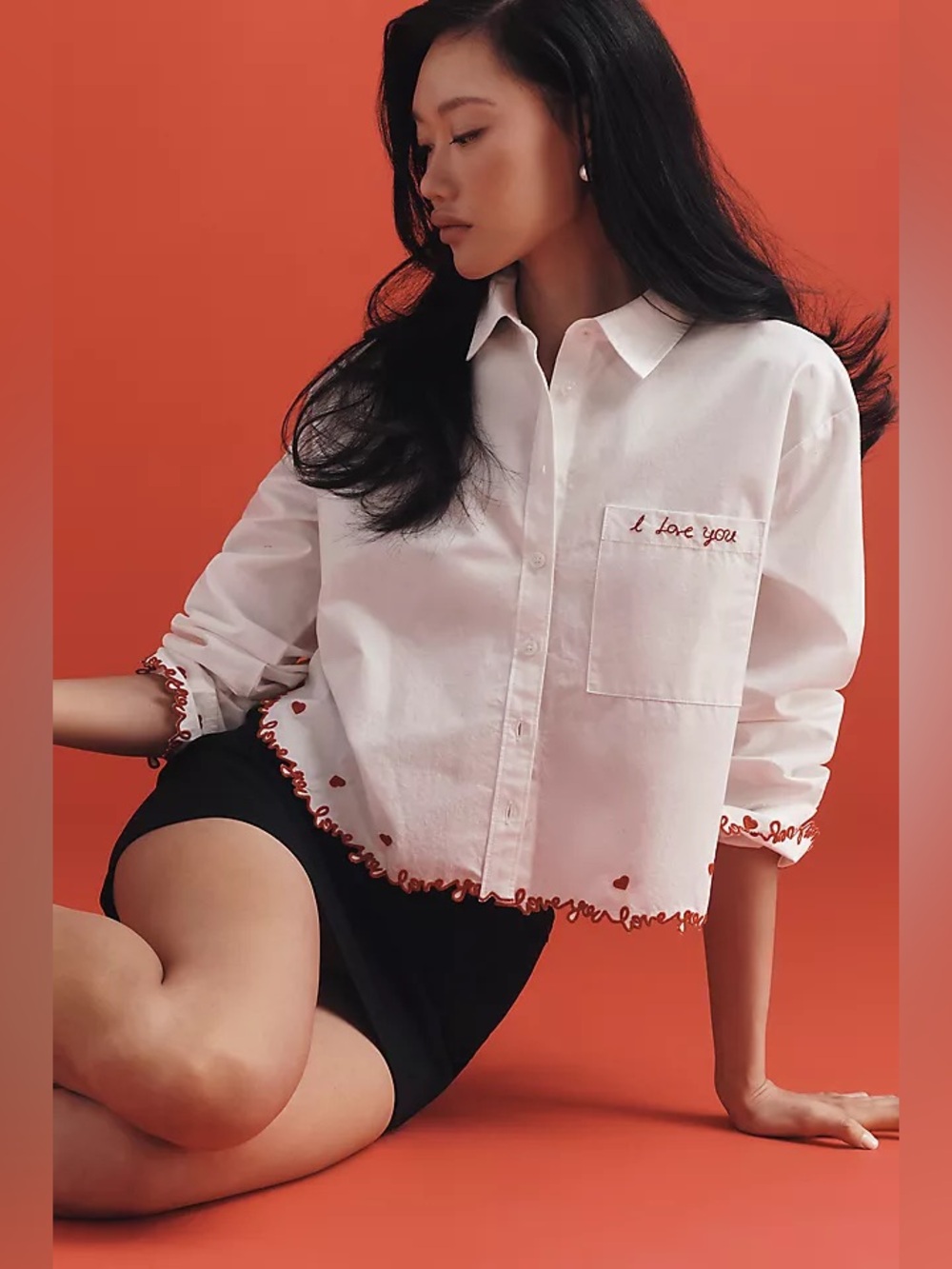 MAEVE ANTHROPOLOGIE Cropped Buttondown Shirt Size S EUC